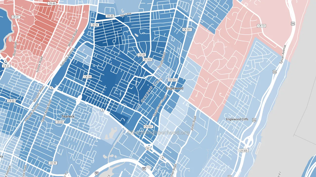 07631, NJ block-group political-lean map