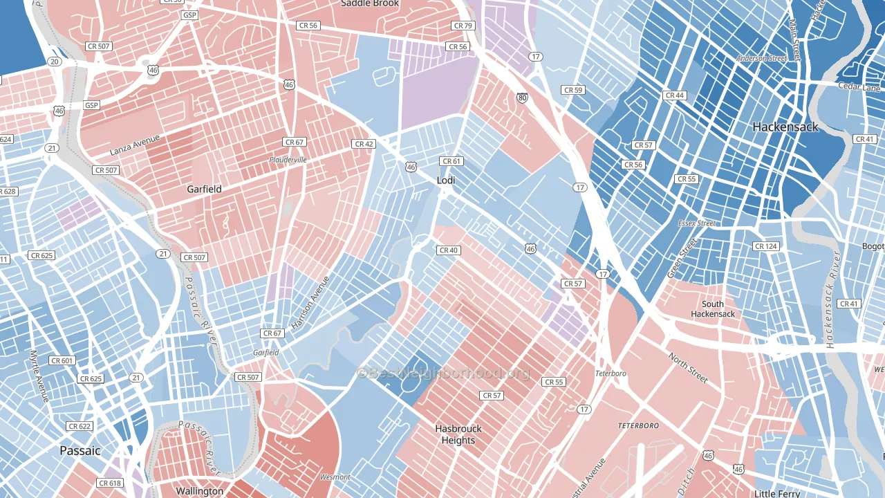 07644, NJ block-group political-lean map