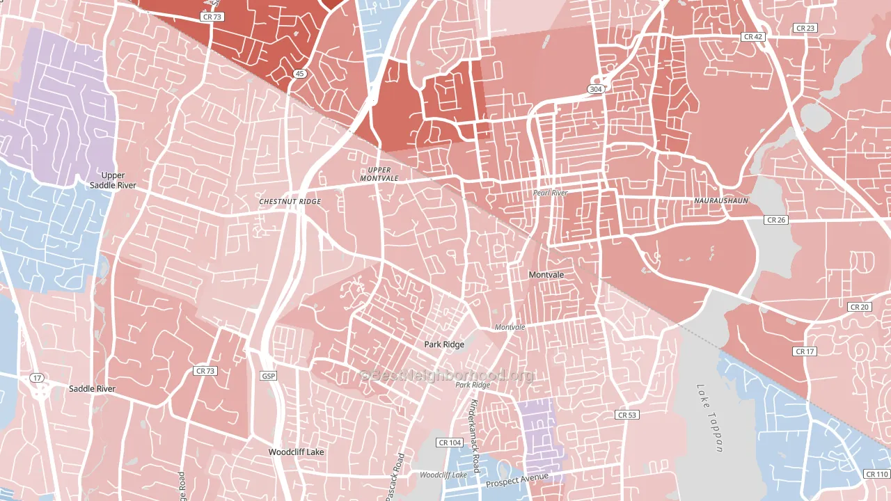07645, NJ block-group political-lean map