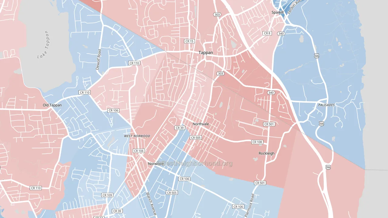 07647, NJ block-group political-lean map