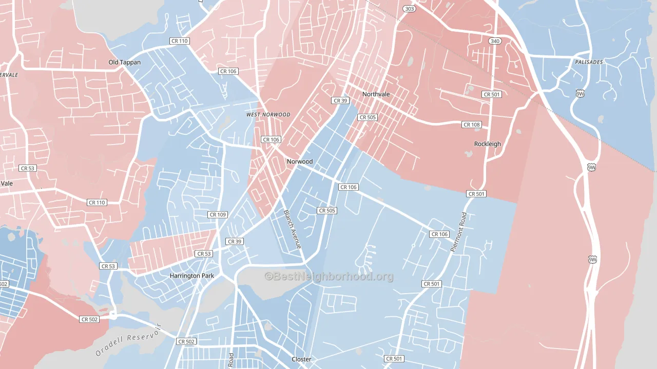 07648, NJ block-group political-lean map