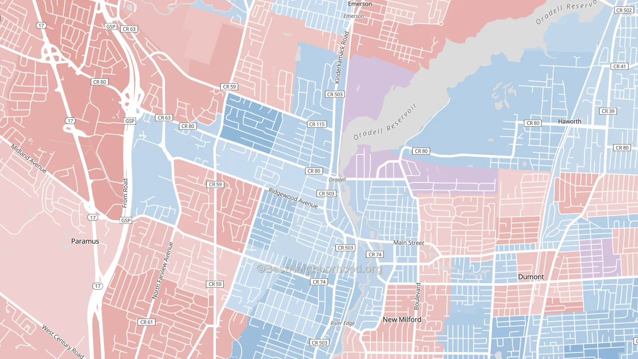 07649, NJ block-group political-lean map