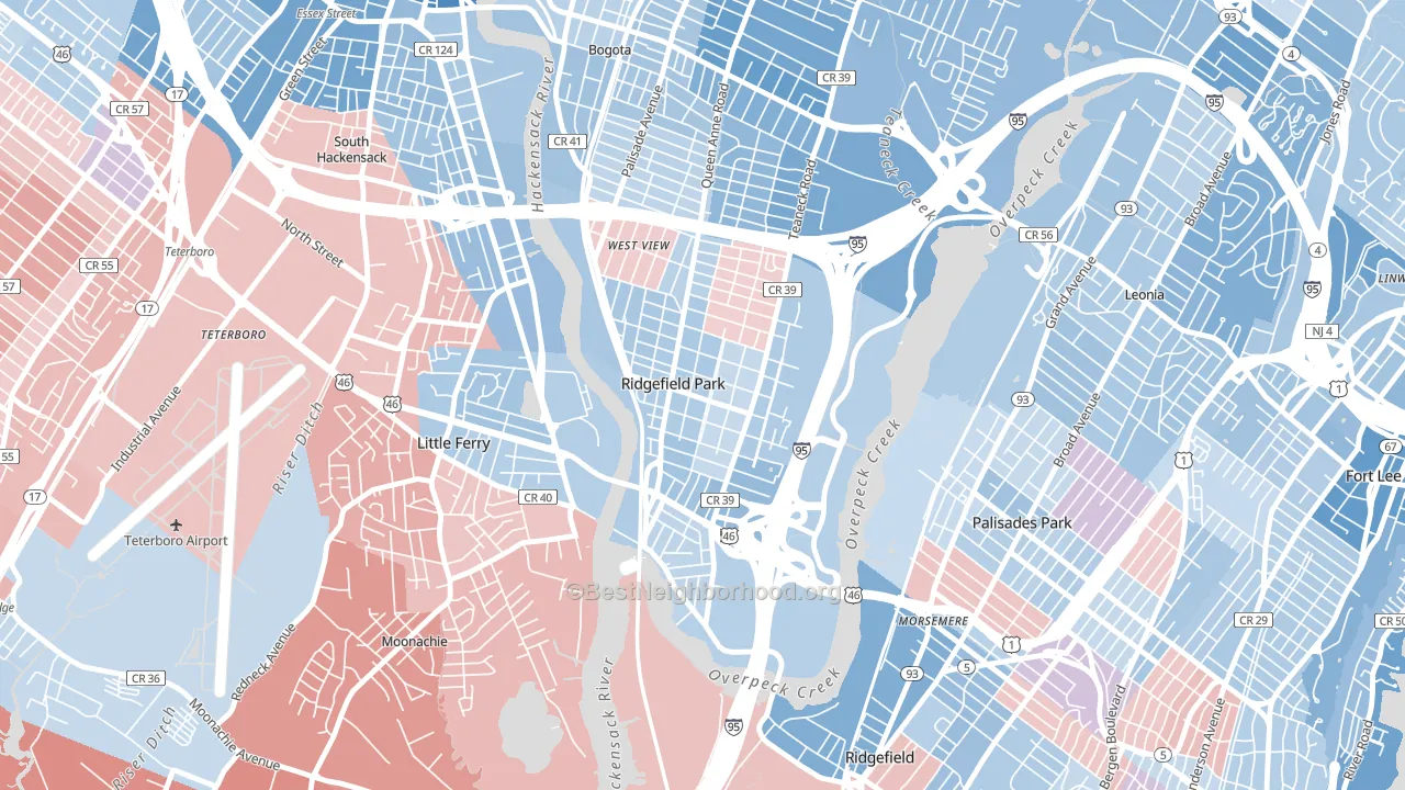 07660, NJ block-group political-lean map