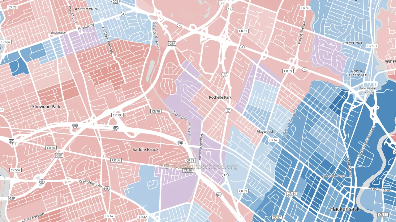 07662, NJ block-group political-lean map