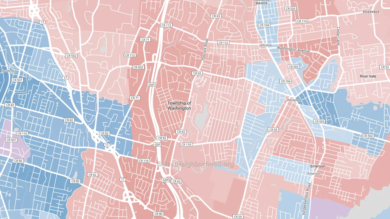 07676, NJ block-group political-lean map