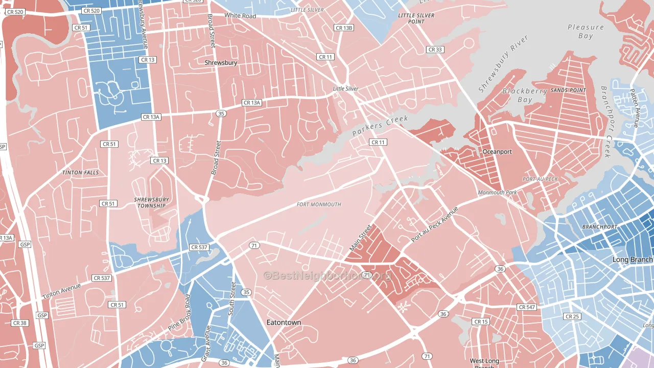 07703, NJ block-group political-lean map