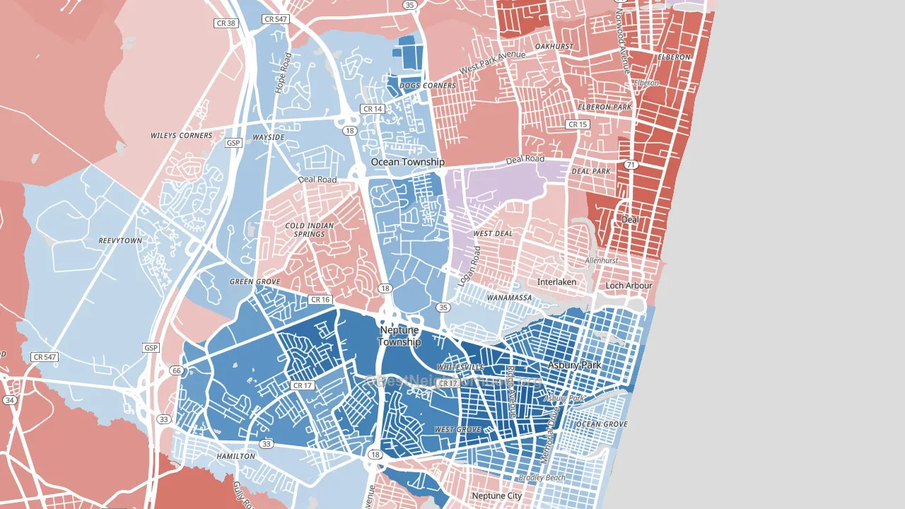 07712, NJ block-group political-lean map