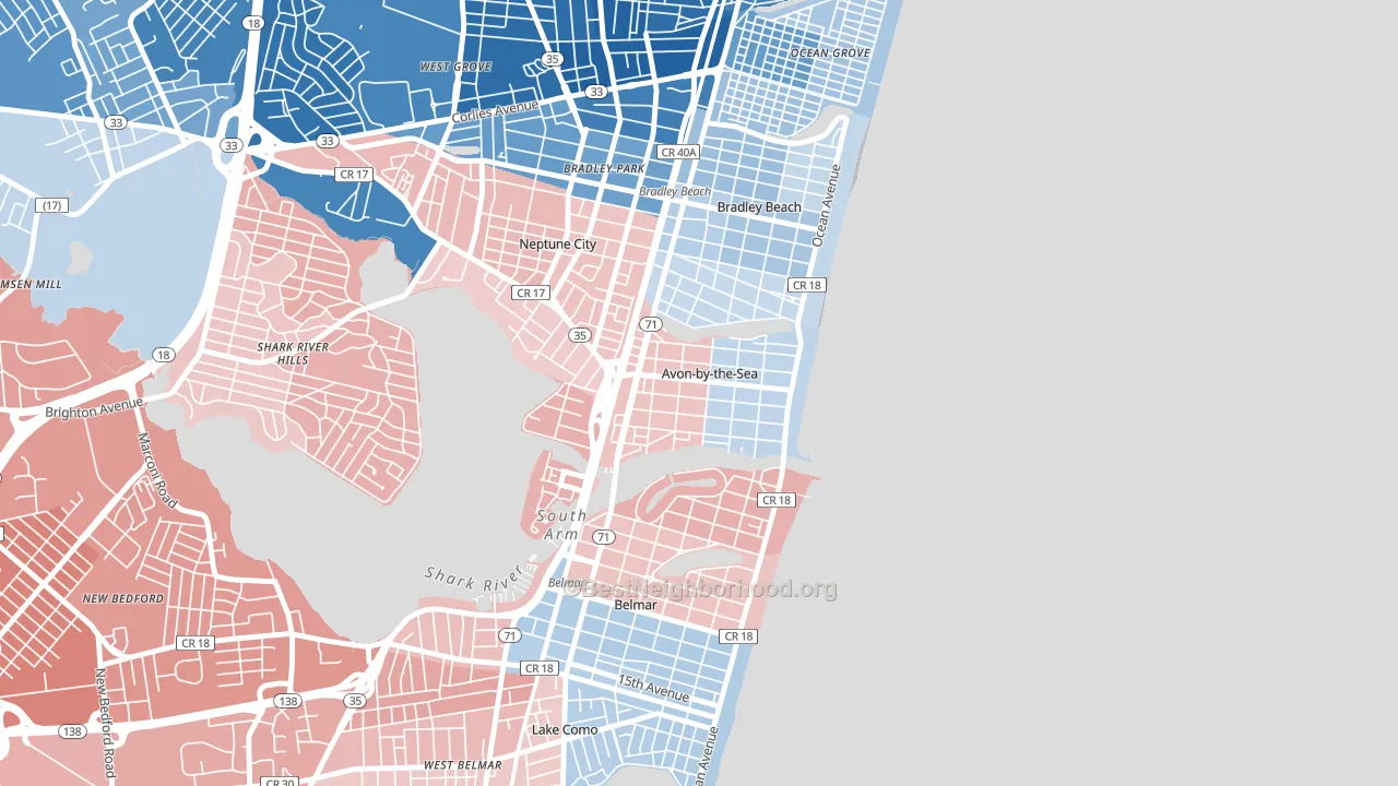 07717, NJ block-group political-lean map