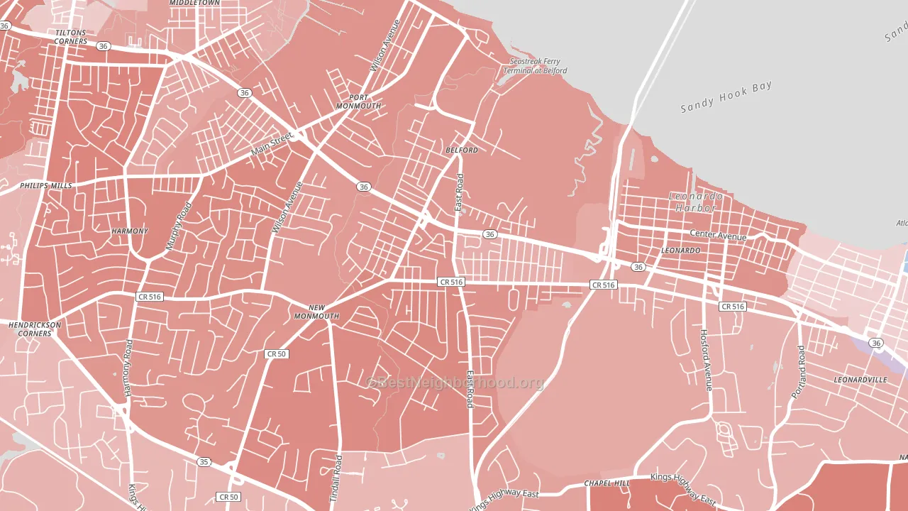 07718, NJ block-group political-lean map