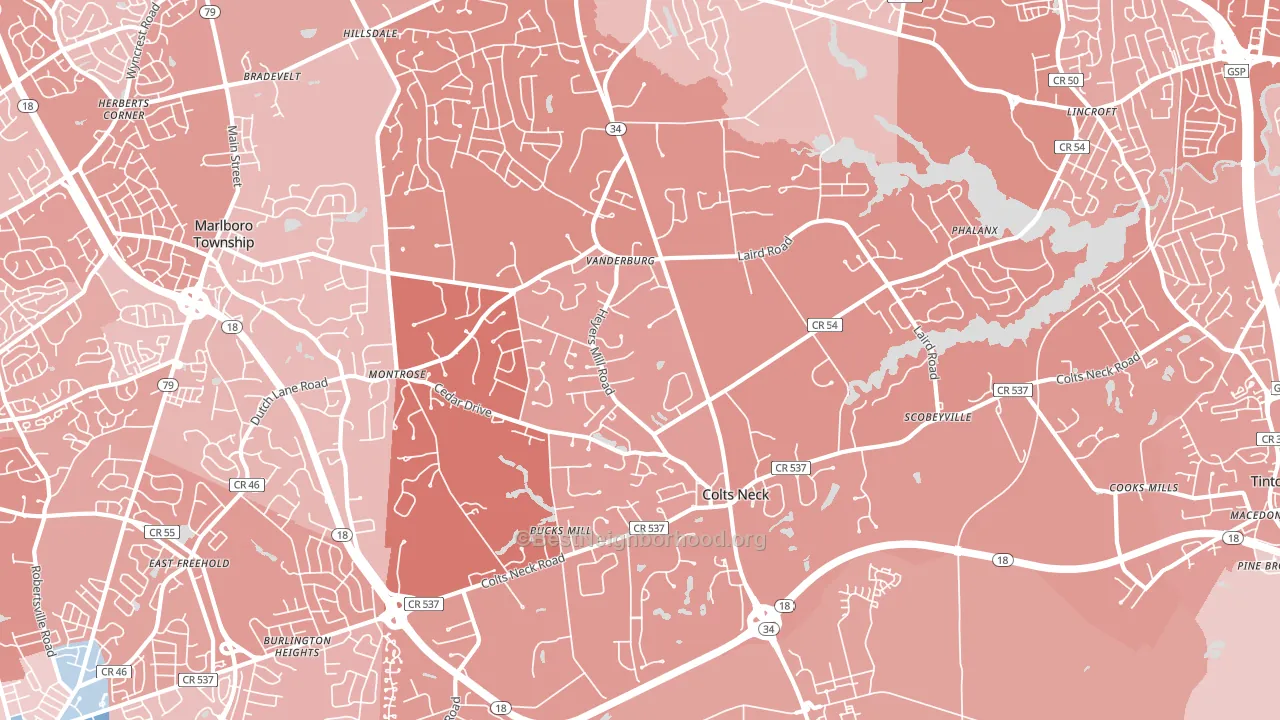 07722, NJ block-group political-lean map