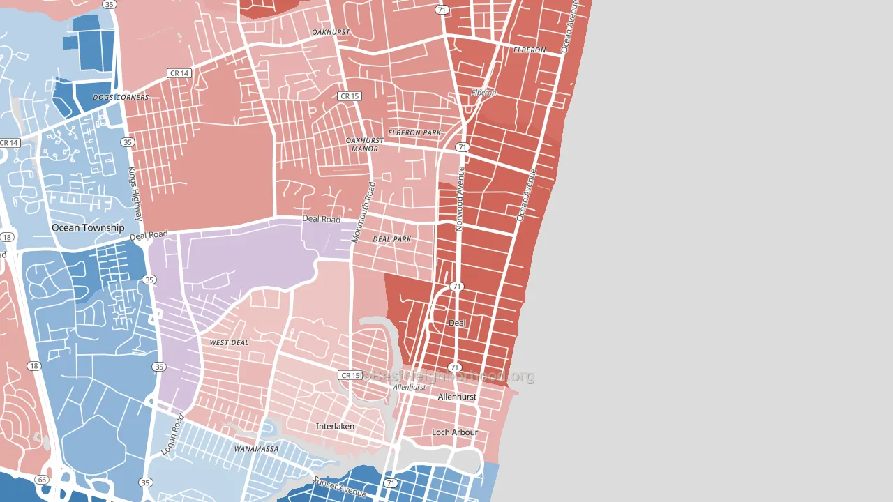 07723, NJ block-group political-lean map