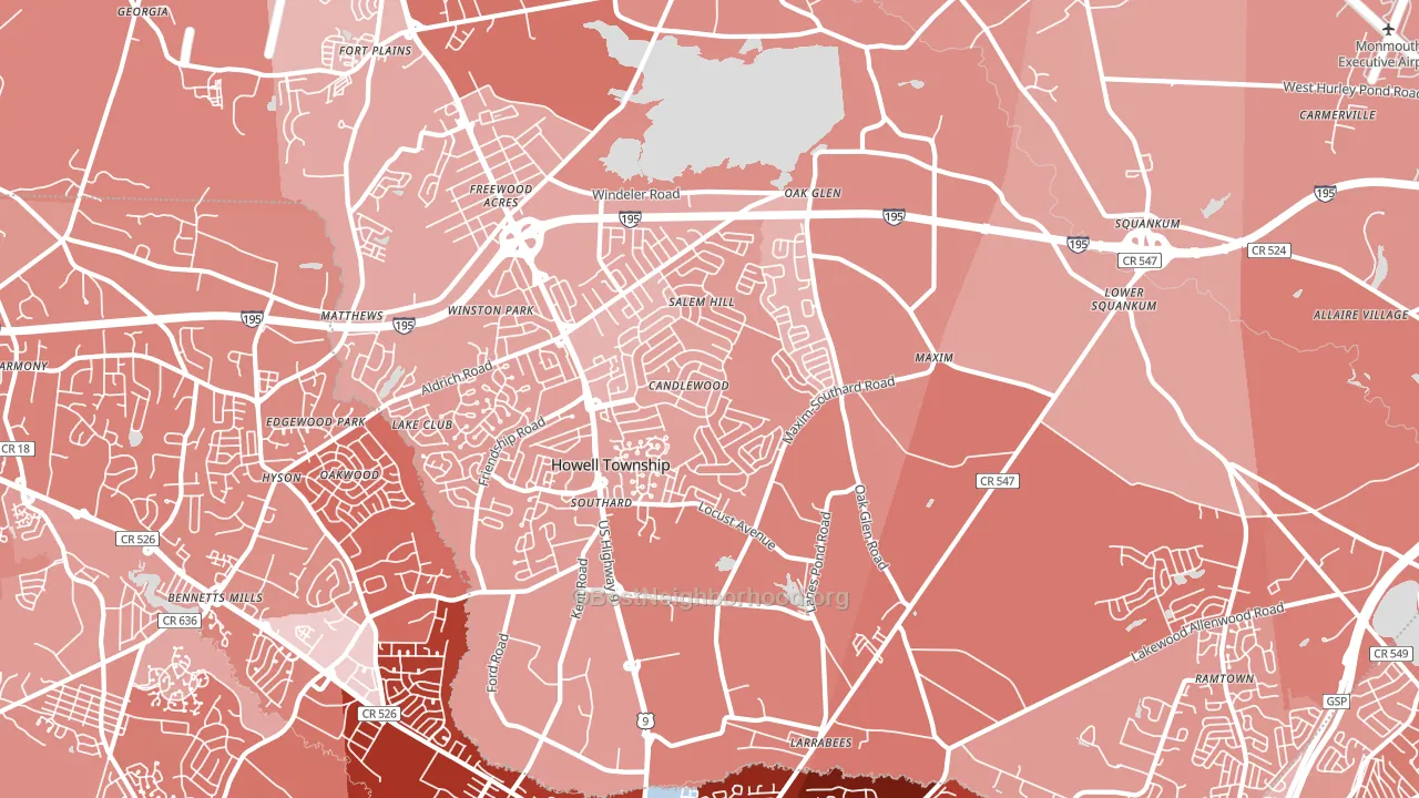 07731, NJ block-group political-lean map