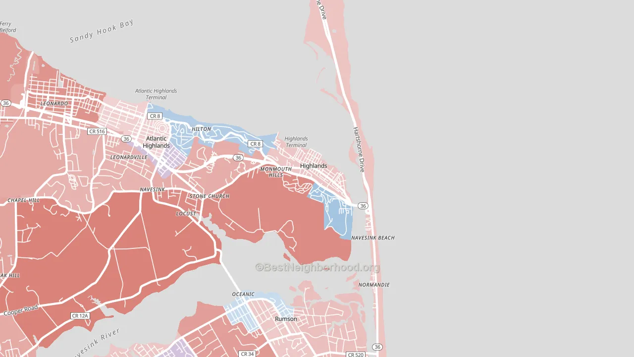 07732, NJ block-group political-lean map