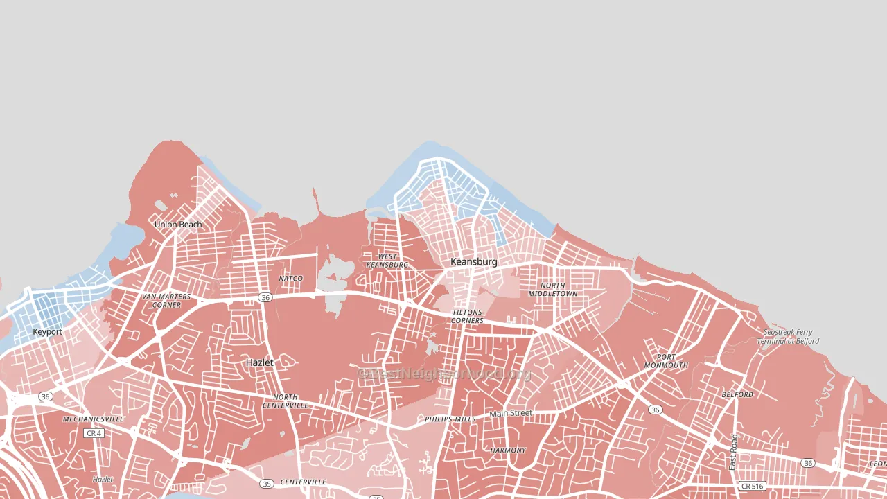 07734, NJ block-group political-lean map