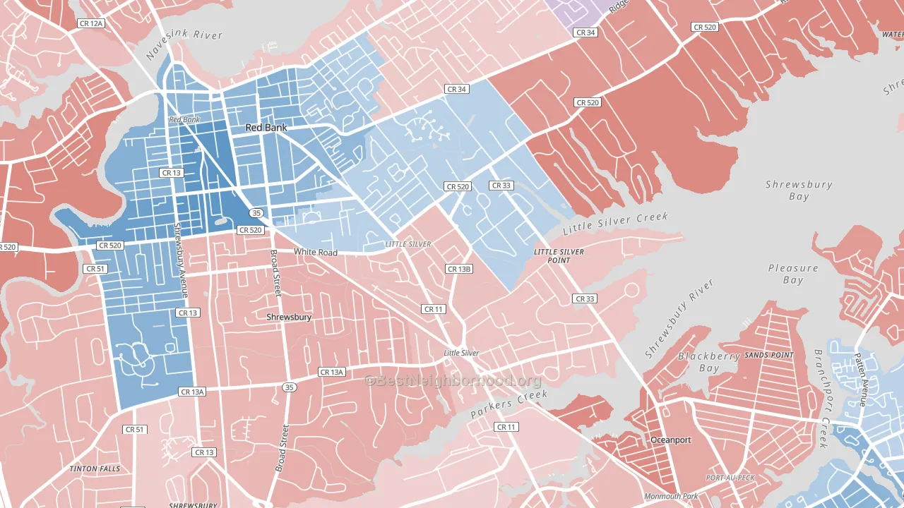 07739, NJ block-group political-lean map