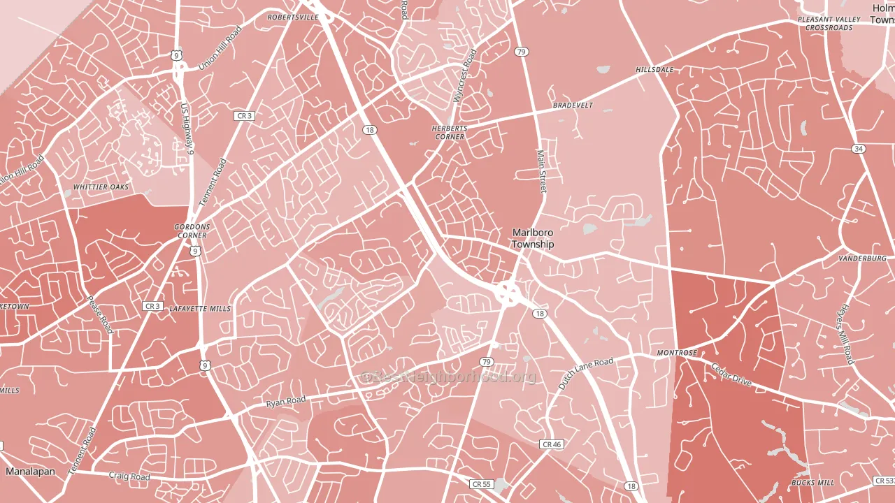 07746, NJ block-group political-lean map