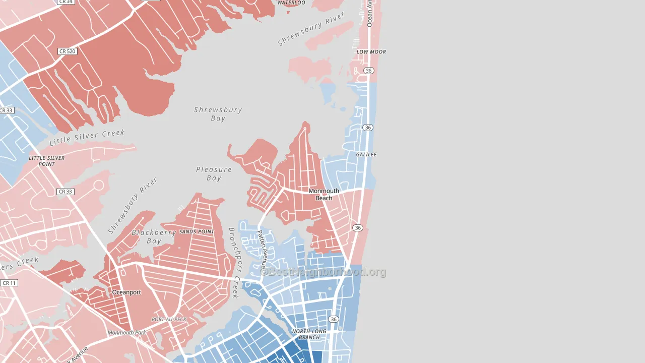 07750, NJ block-group political-lean map
