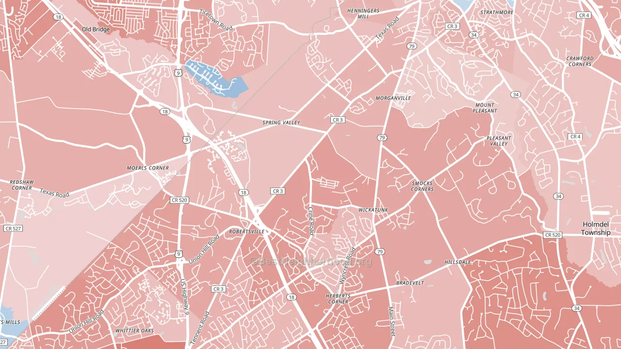 07751, NJ block-group political-lean map