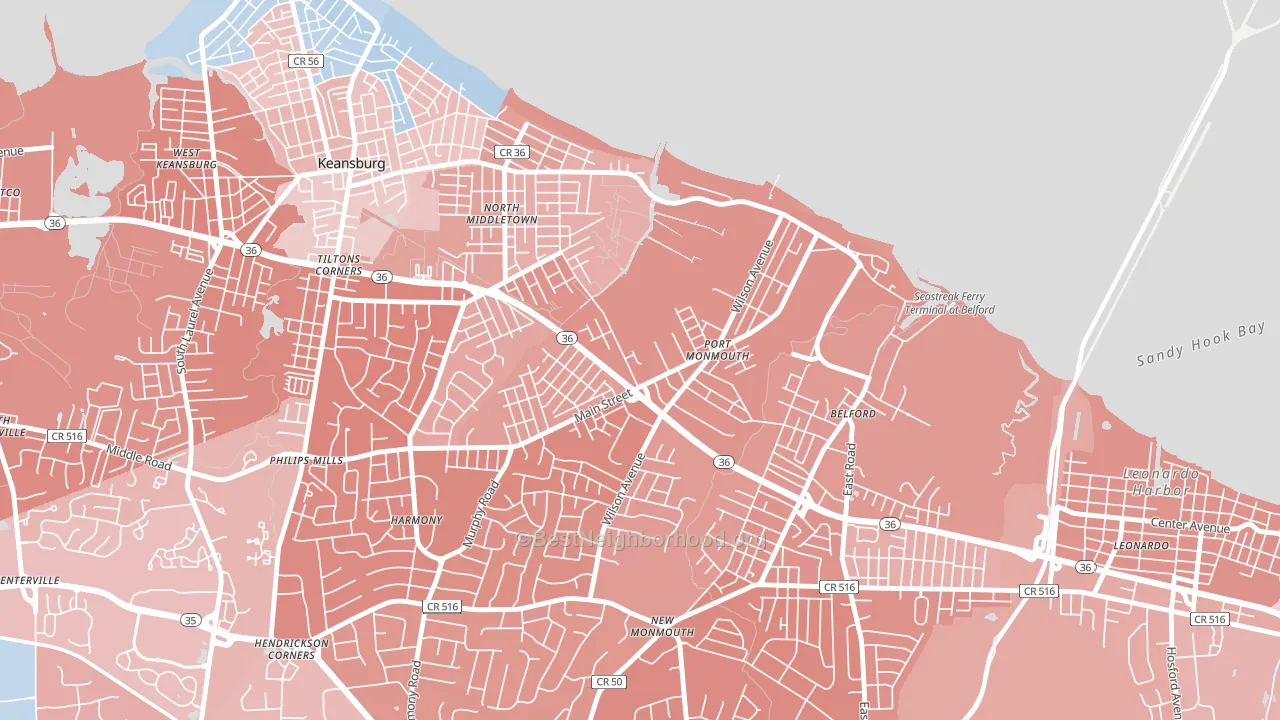 07758, NJ block-group political-lean map