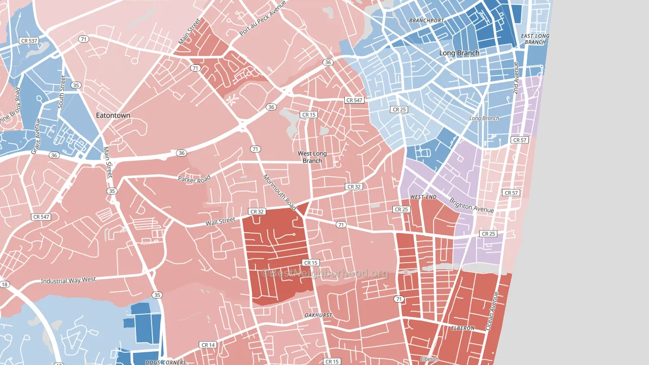 07764, NJ block-group political-lean map