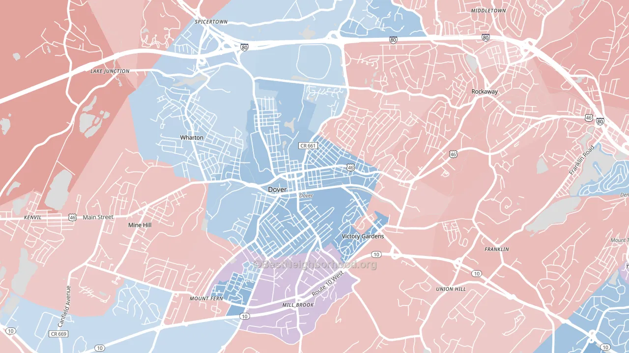 07801, NJ block-group political-lean map