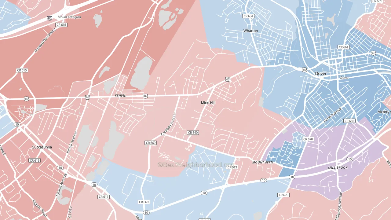 07803, NJ block-group political-lean map