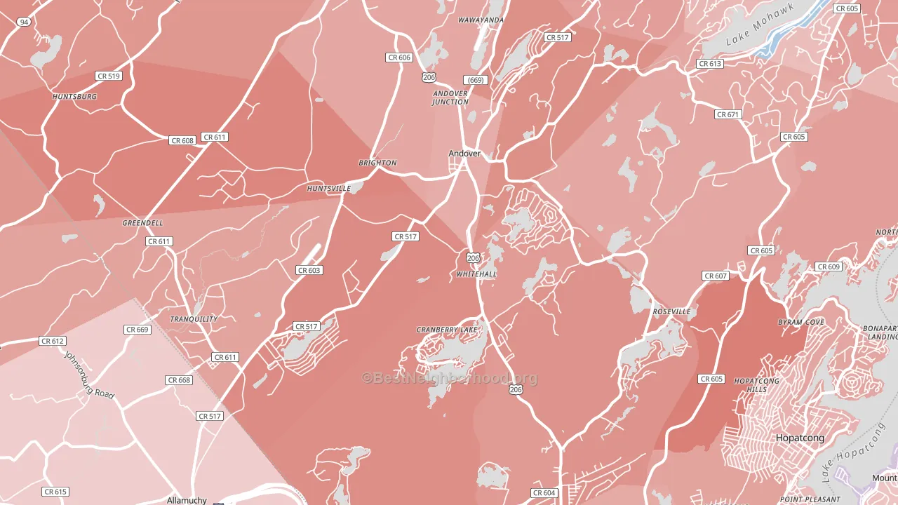 07821, NJ block-group political-lean map