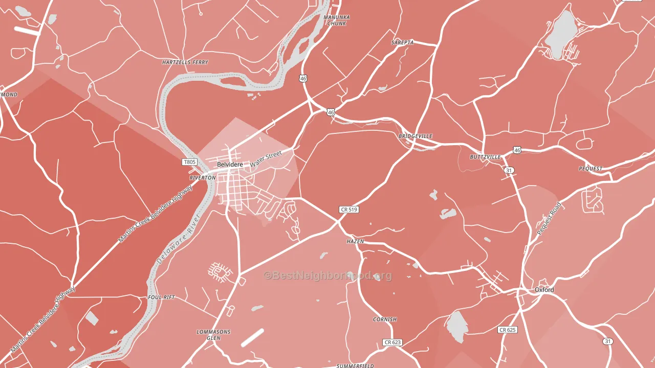 07823, NJ block-group political-lean map