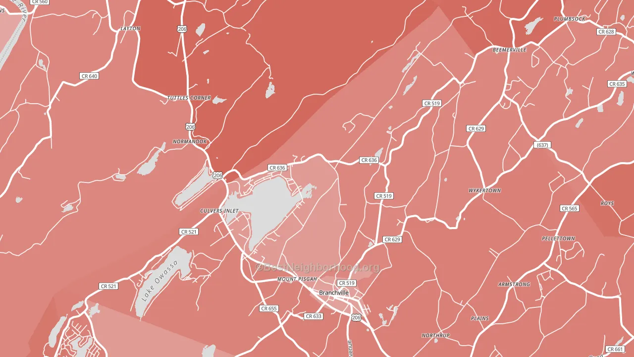 07826, NJ block-group political-lean map