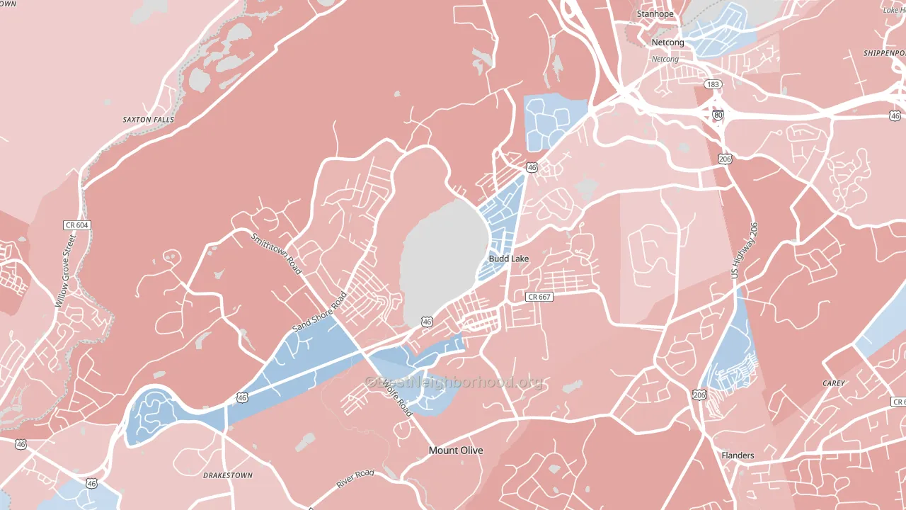 07828, NJ block-group political-lean map