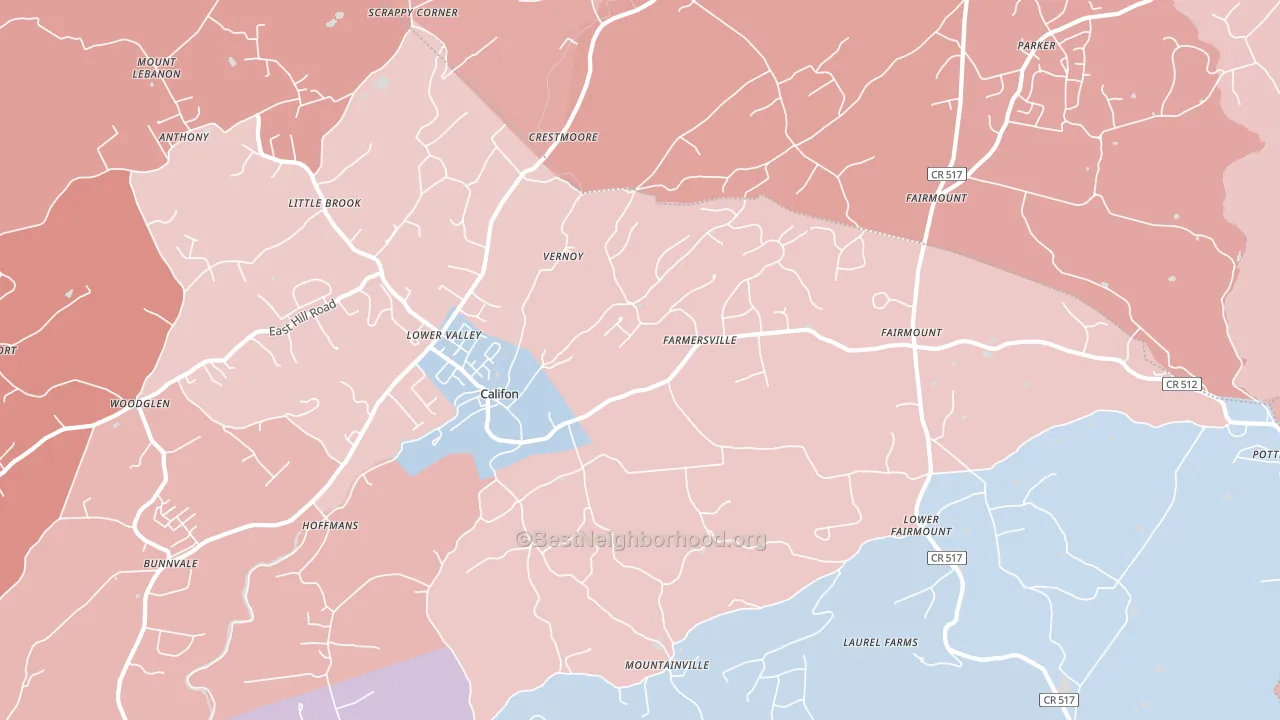 07830, NJ block-group political-lean map
