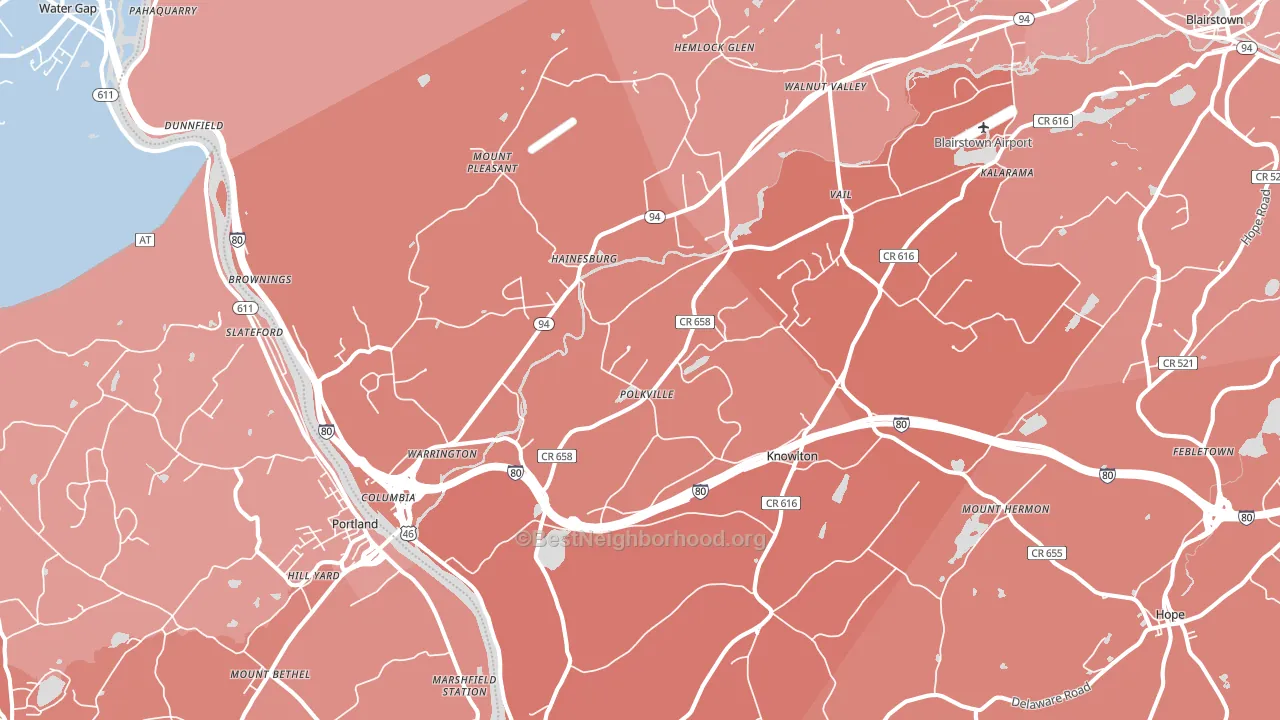 07832, NJ block-group political-lean map