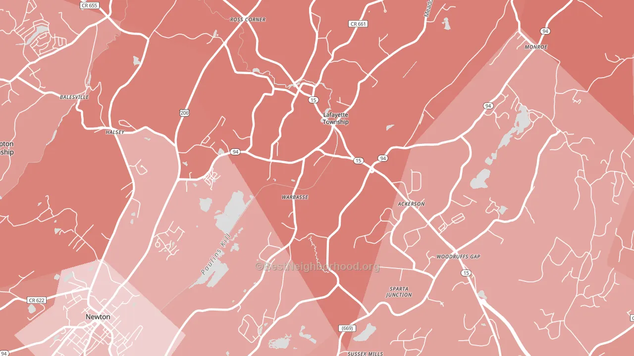 07848, NJ block-group political-lean map