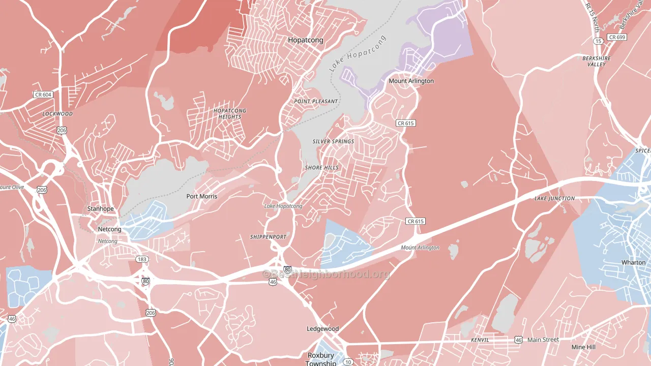 07850, NJ block-group political-lean map
