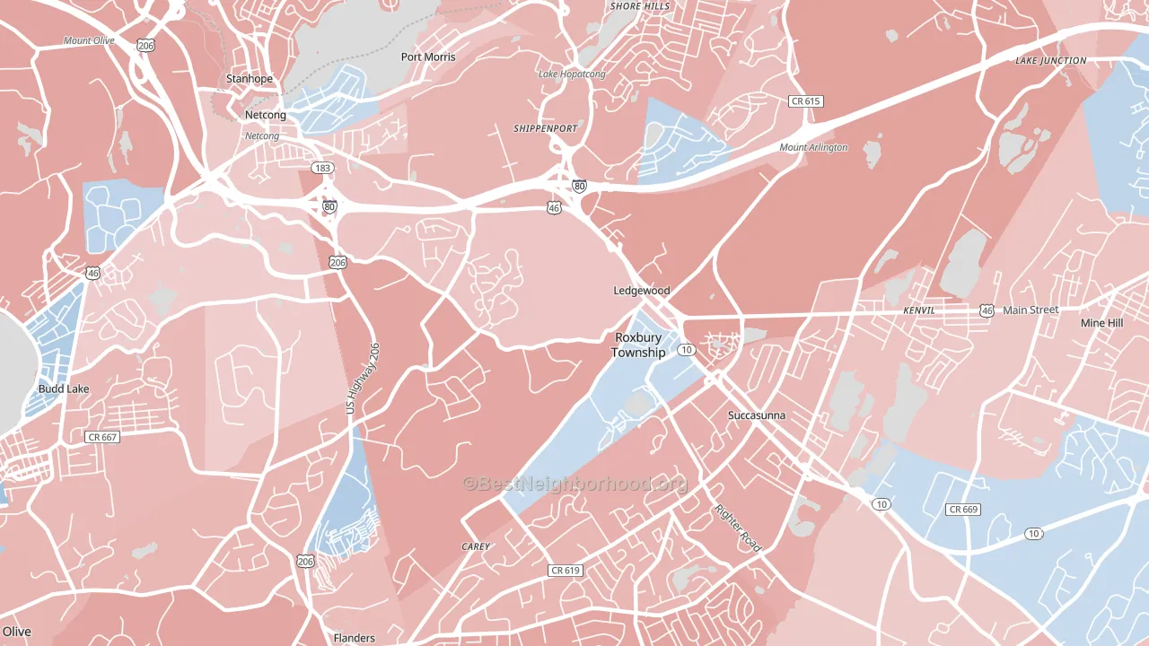 07852, NJ block-group political-lean map
