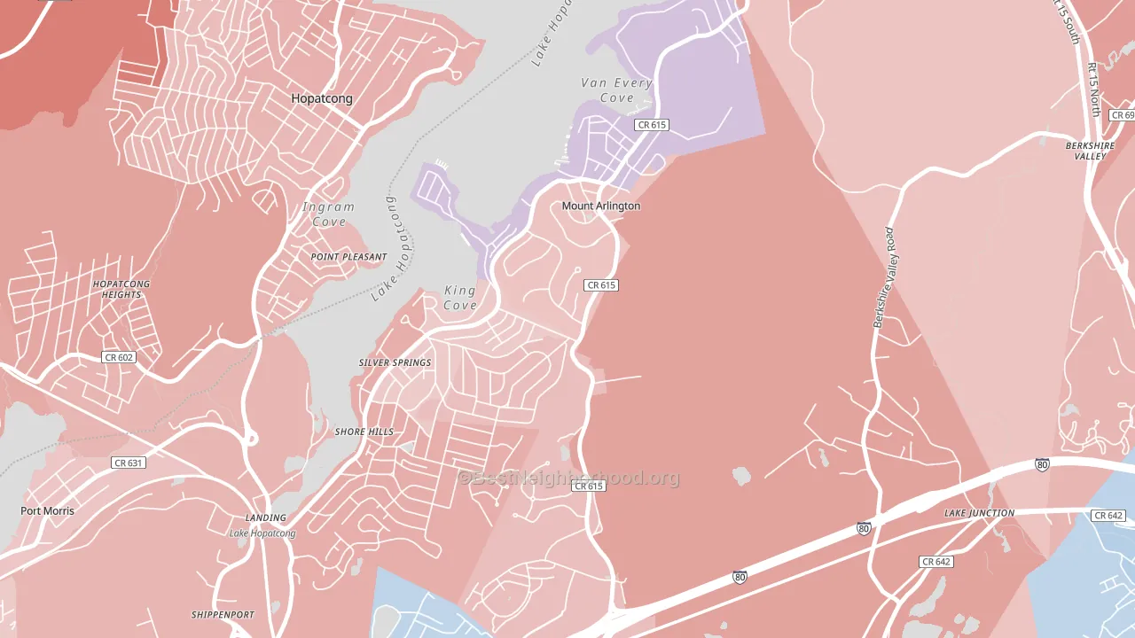 07856, NJ block-group political-lean map