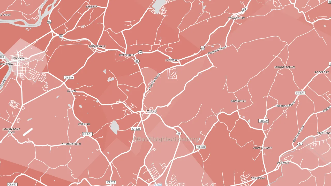 07863, NJ block-group political-lean map