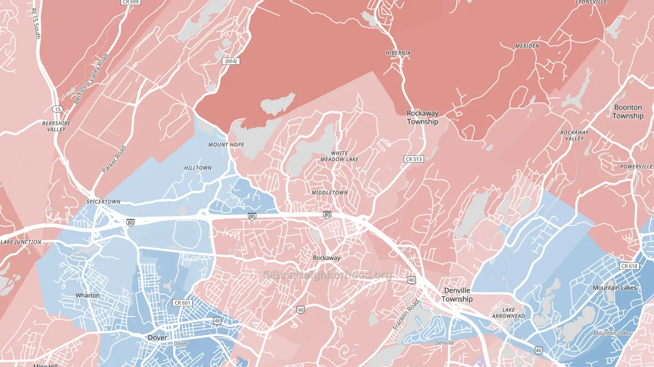 07866, NJ block-group political-lean map