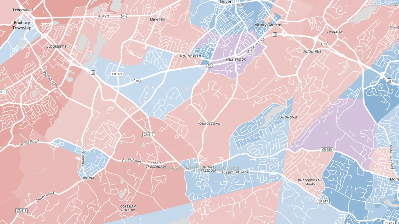 07869, NJ block-group political-lean map