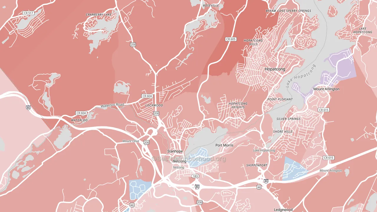 07874, NJ block-group political-lean map