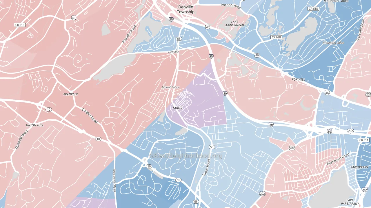 07878, NJ block-group political-lean map