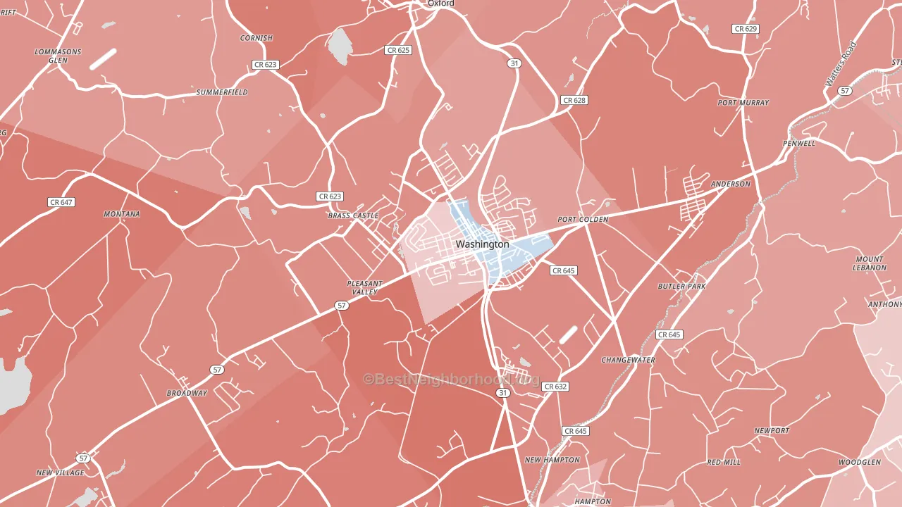 07882, NJ block-group political-lean map