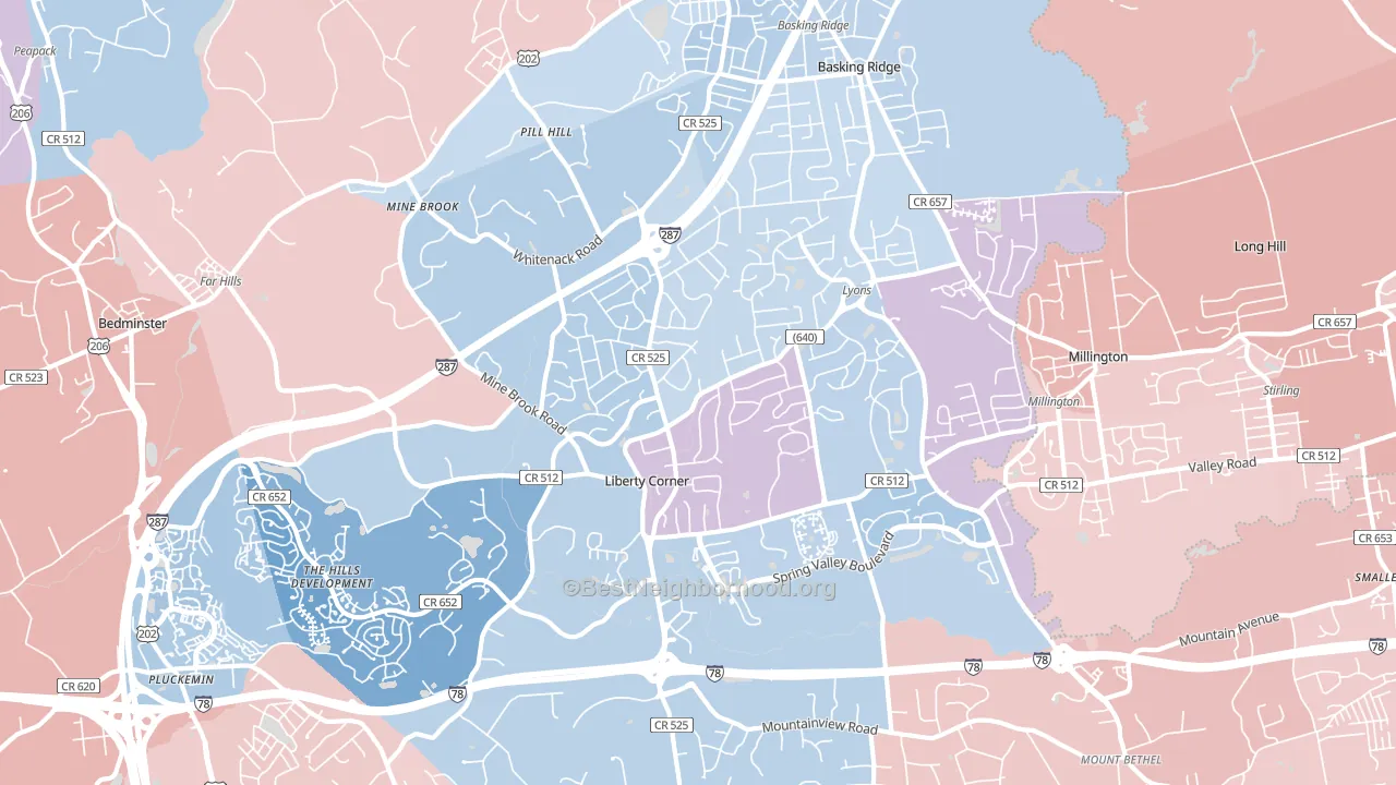 07920, NJ block-group political-lean map