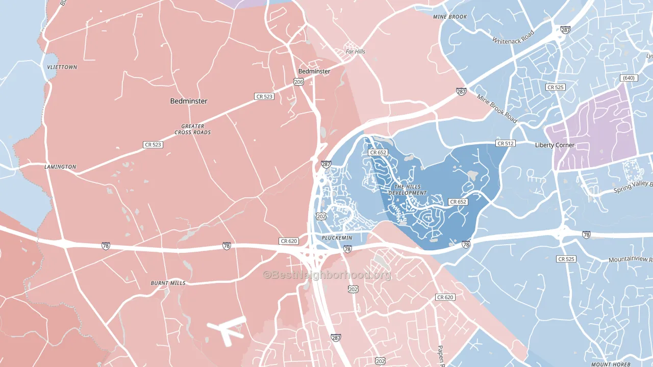 07921, NJ block-group political-lean map