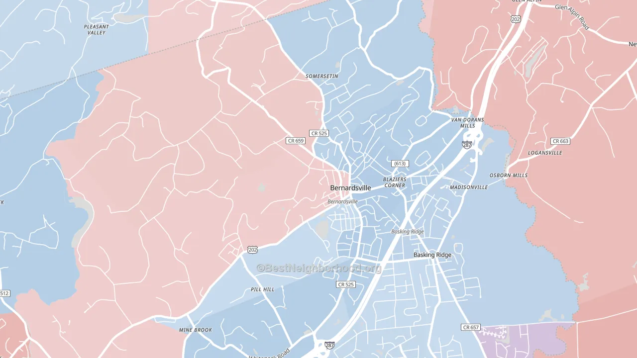 07924, NJ block-group political-lean map