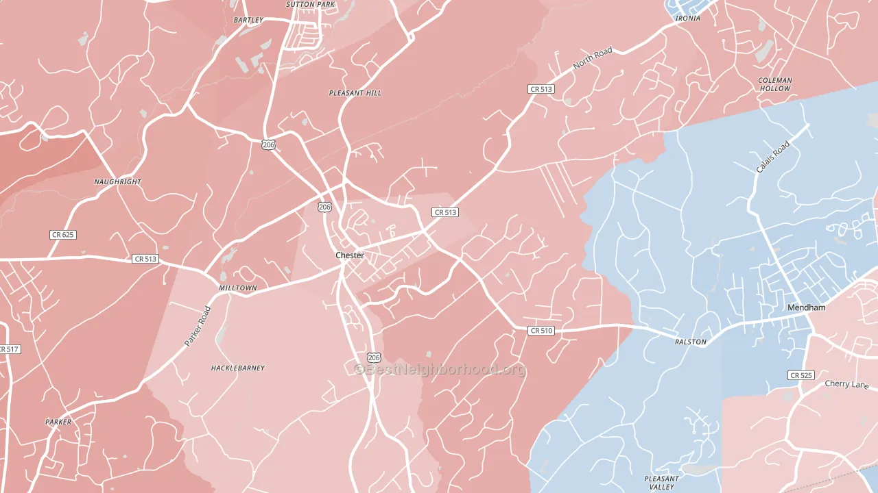 07930, NJ block-group political-lean map