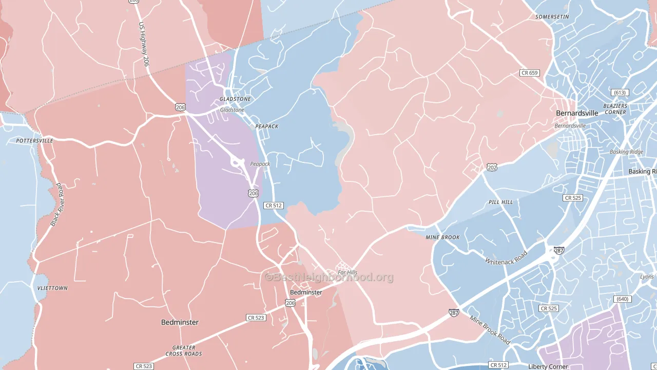 07931, NJ block-group political-lean map