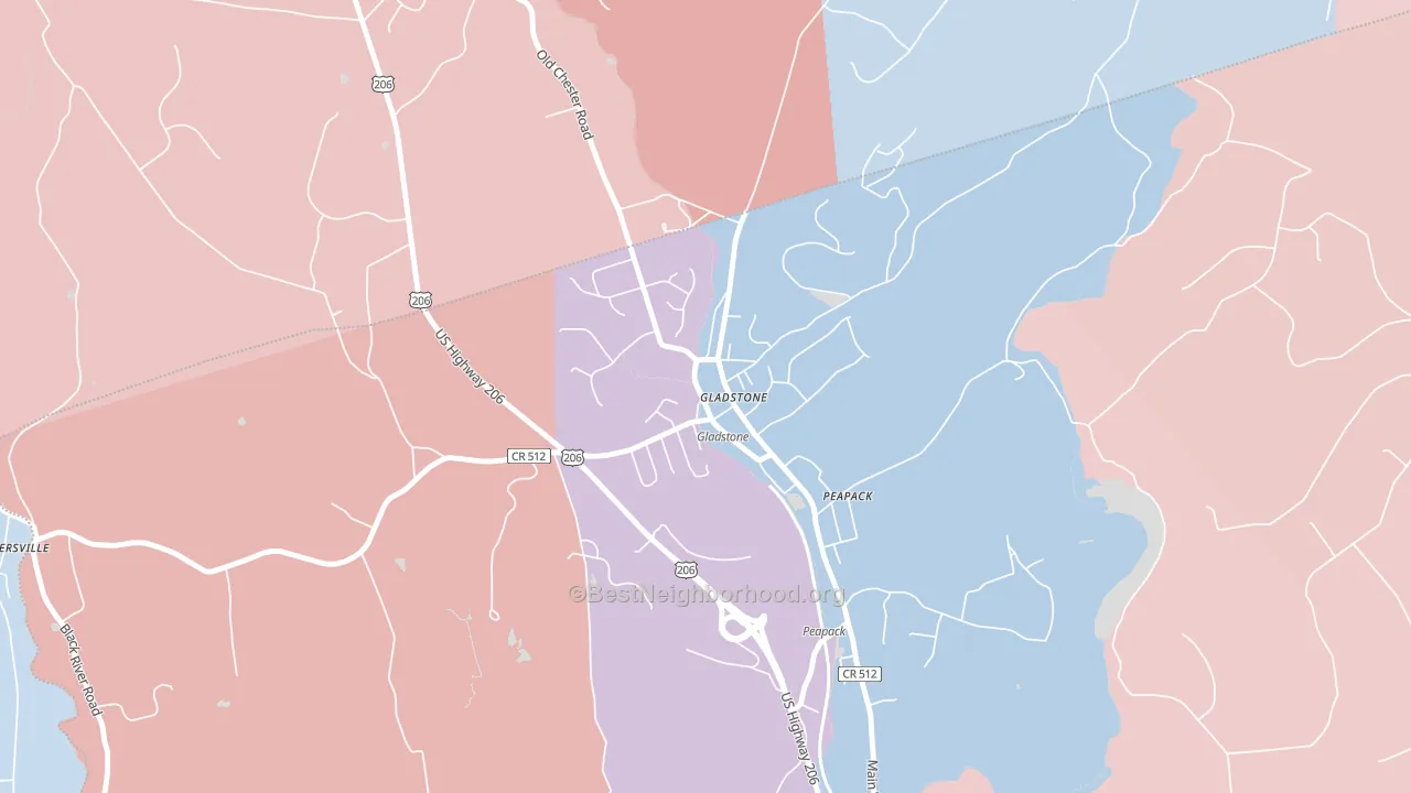 07934, NJ block-group political-lean map