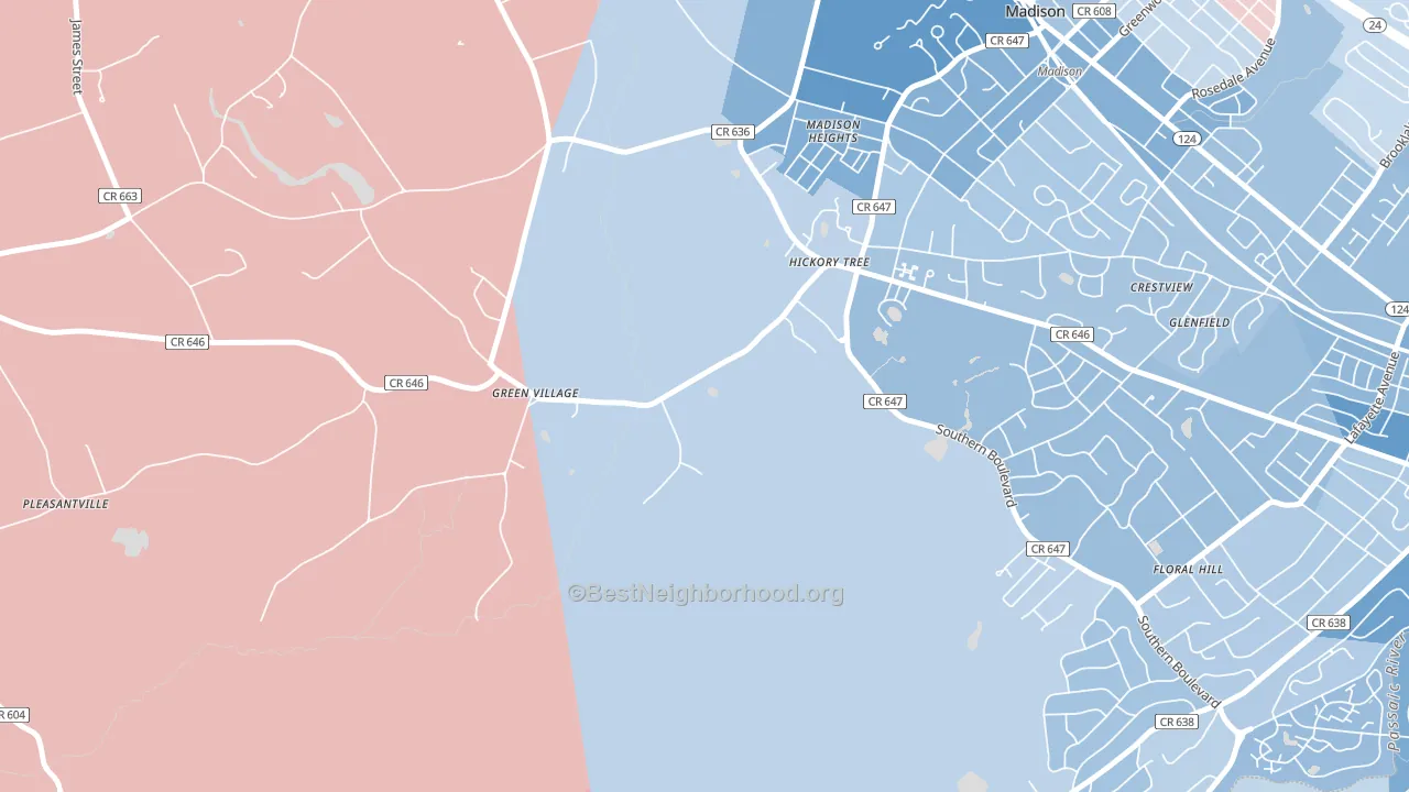 07935, NJ block-group political-lean map