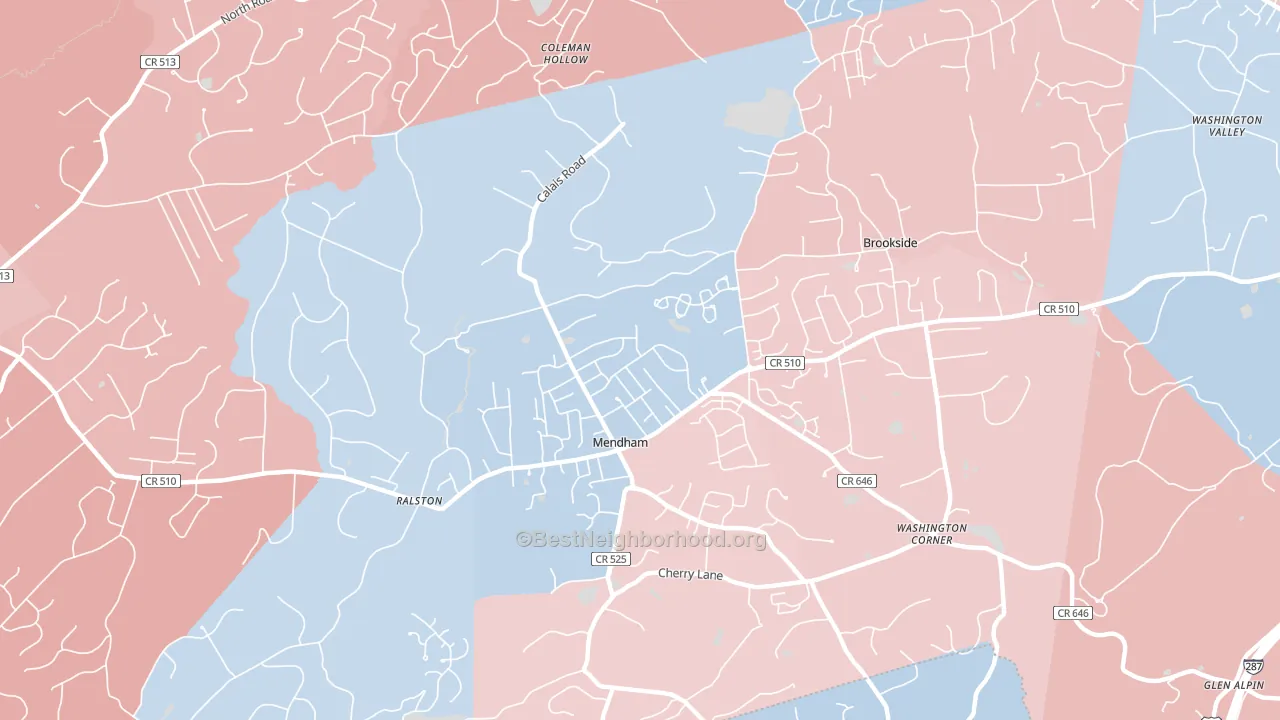 07945, NJ block-group political-lean map